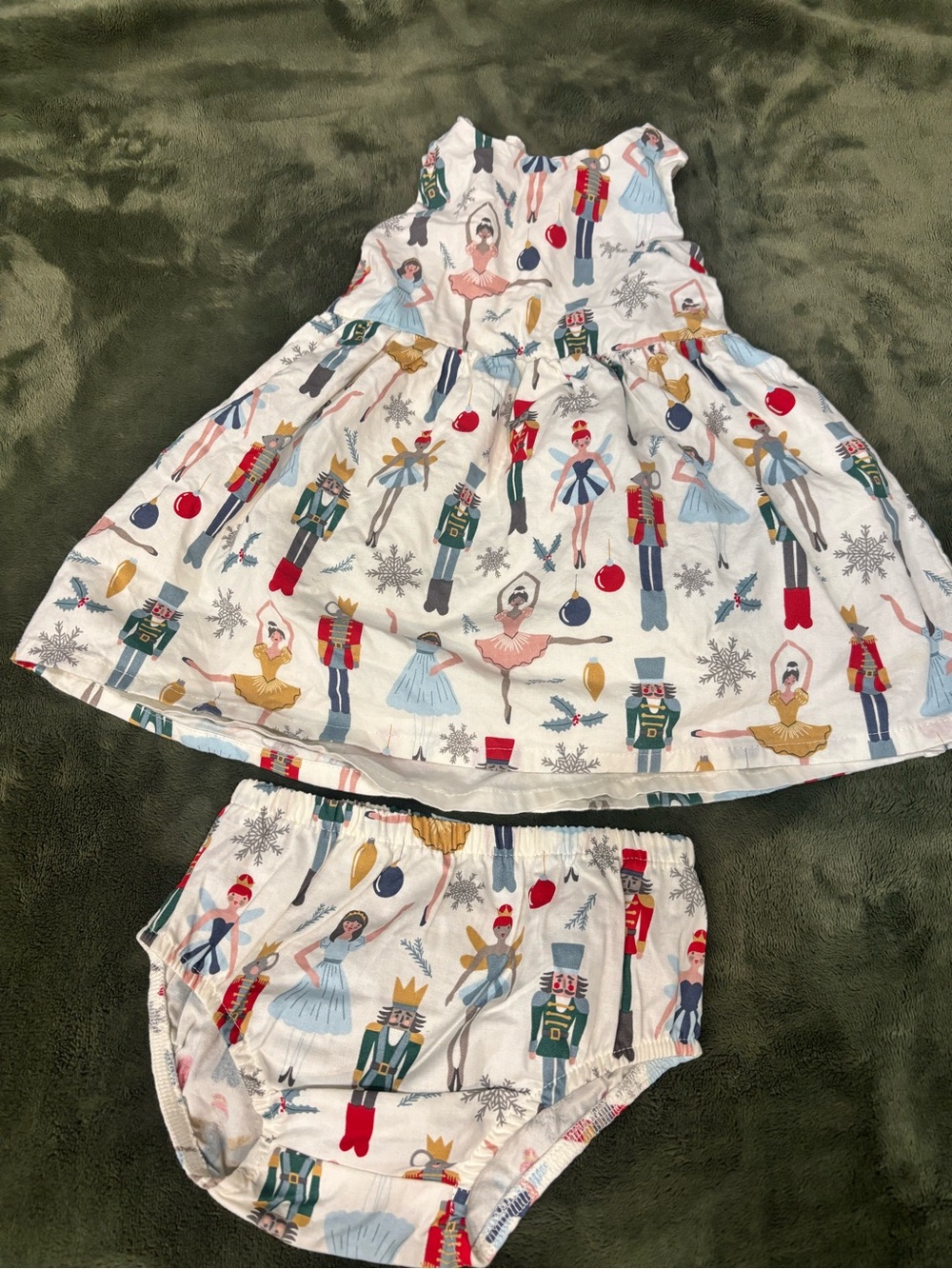 White Nutcracker Ballet Print Baby Matching Set